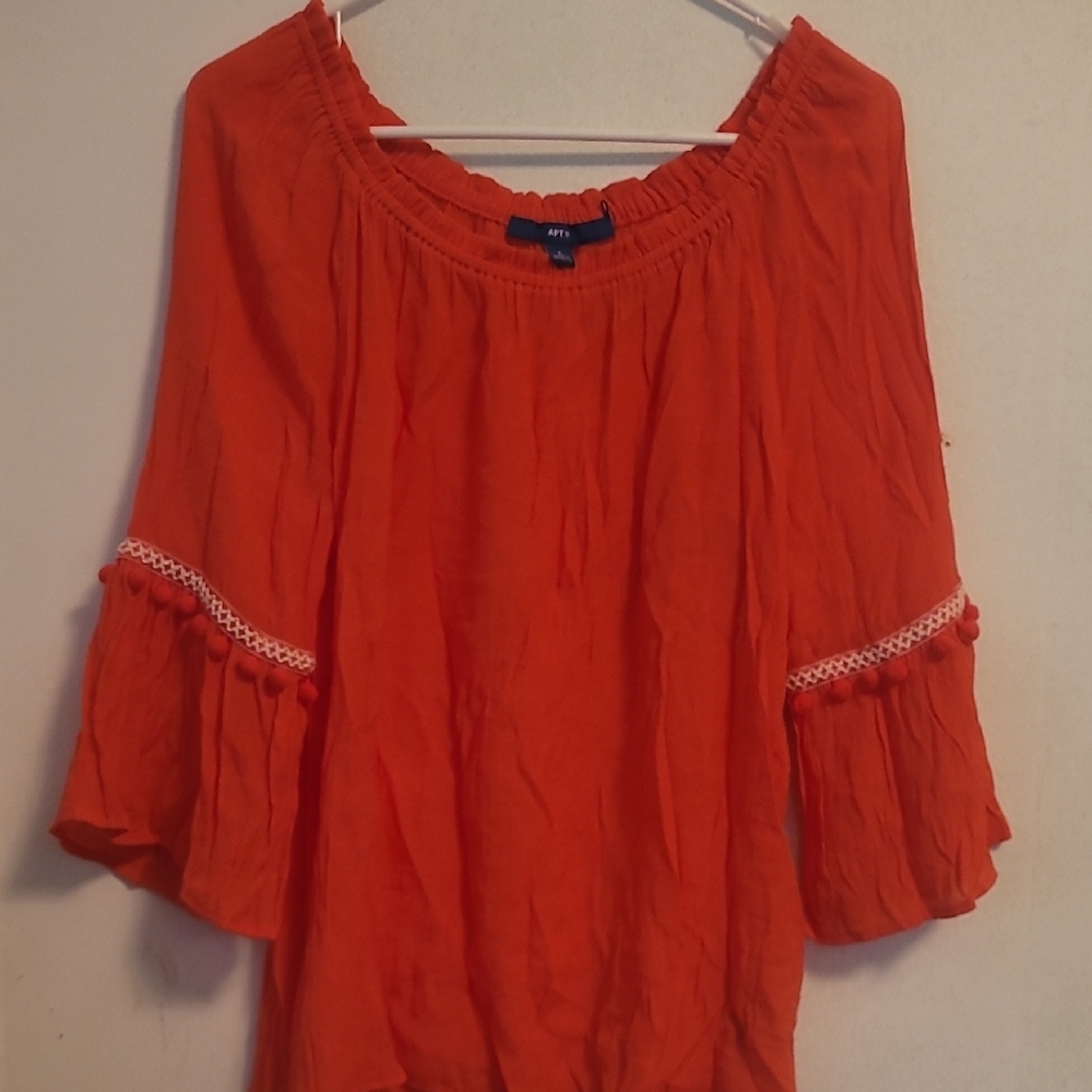 Apt. 9 Orange Bell Sleeve Ruffled Blouse